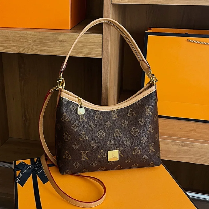 Unique Elegant Designer Women's Shoulder Crossbody Bag Retro Print Pattern Women Underarm Bag Large Capacity Fashion Tote Bag