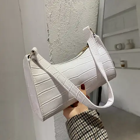 레트로 악어 패턴 여성 작은 핸드백과 지갑 겨드랑이 어깨 가방 고품질 PU 가죽 숙녀 클러치 토트 백