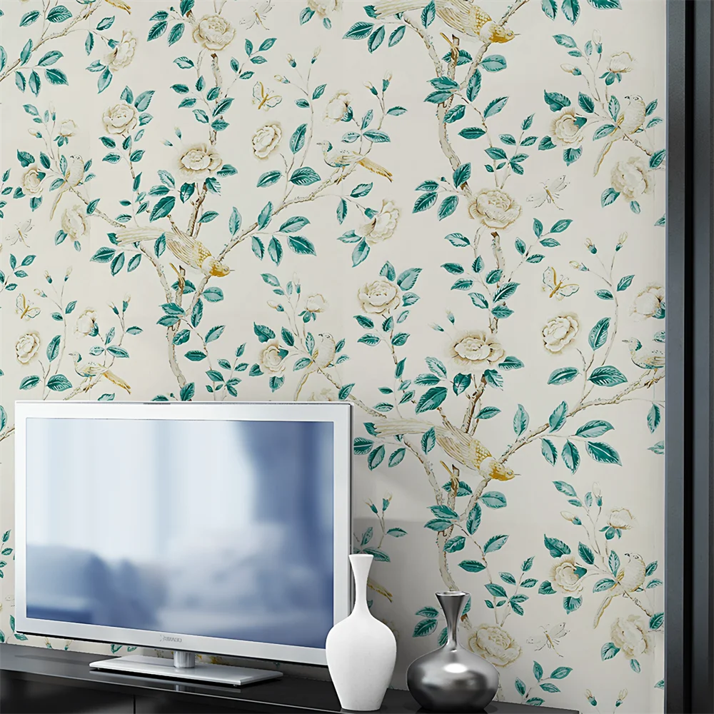 custom New Chinese classical wall cloth flower bird wallpapers for living room TV background television wall paper 3D decoration