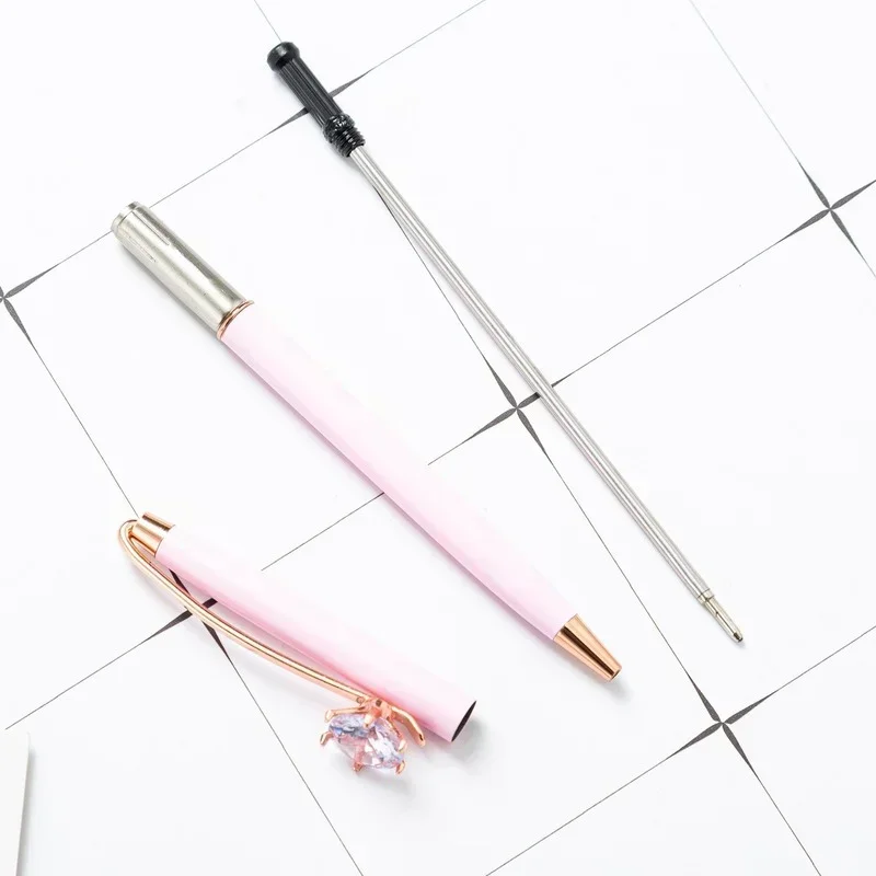 1 Piece Candy Color Ballpoint Pen School Office Supply Wedding Stationery Crystal Diamond Metal Rose Gold Pens Pens for School