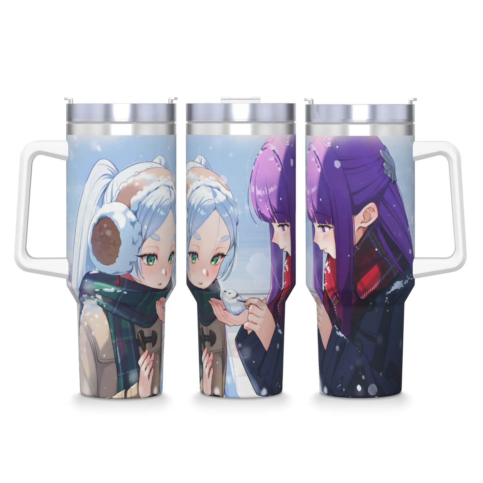 40OZ Stainless Steel Tumbler Frierens Beyond Journey's End Anime Coffee Mug  Portable Hot Drinks Mugs Cup Travel Water Bottle