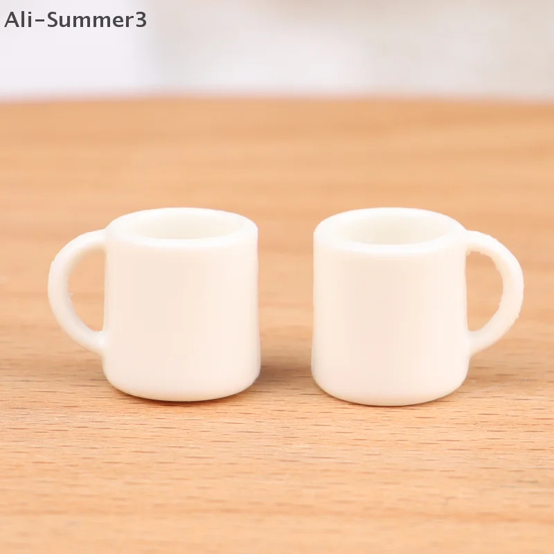 4 stks/set 1:12 Poppenhuis Miniatuur Cup Witte Mok Water/Drank Cup Thee Cup Model Kids Fantasiespel Speelgoed Poppenhuis decor Accessoires