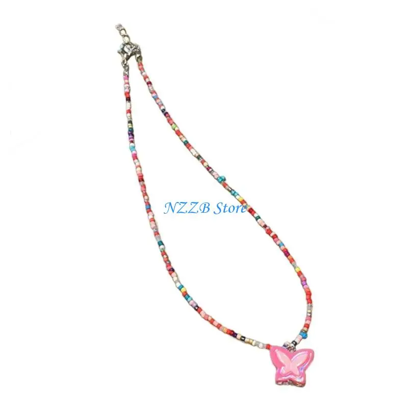 T21F Butterfly Pendant Necklace Temperament Choker Jewelry Clavicle Chain