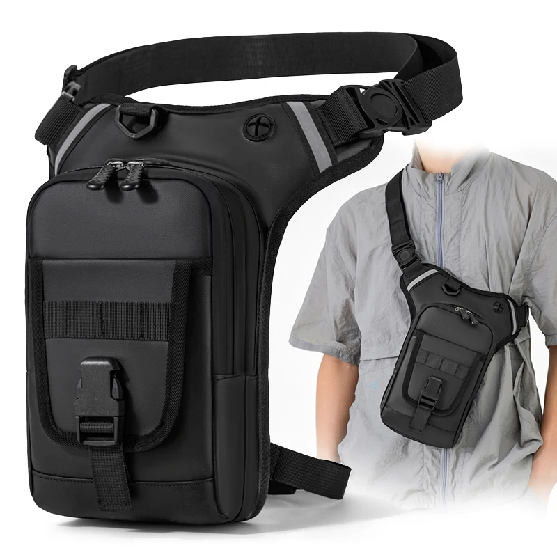 

Men Crossbody Bag Motorcycle Sports Cycling Riding Hiking Commuting Leg Bag Outdoor Travel Multifunctional Waist Chest Pack