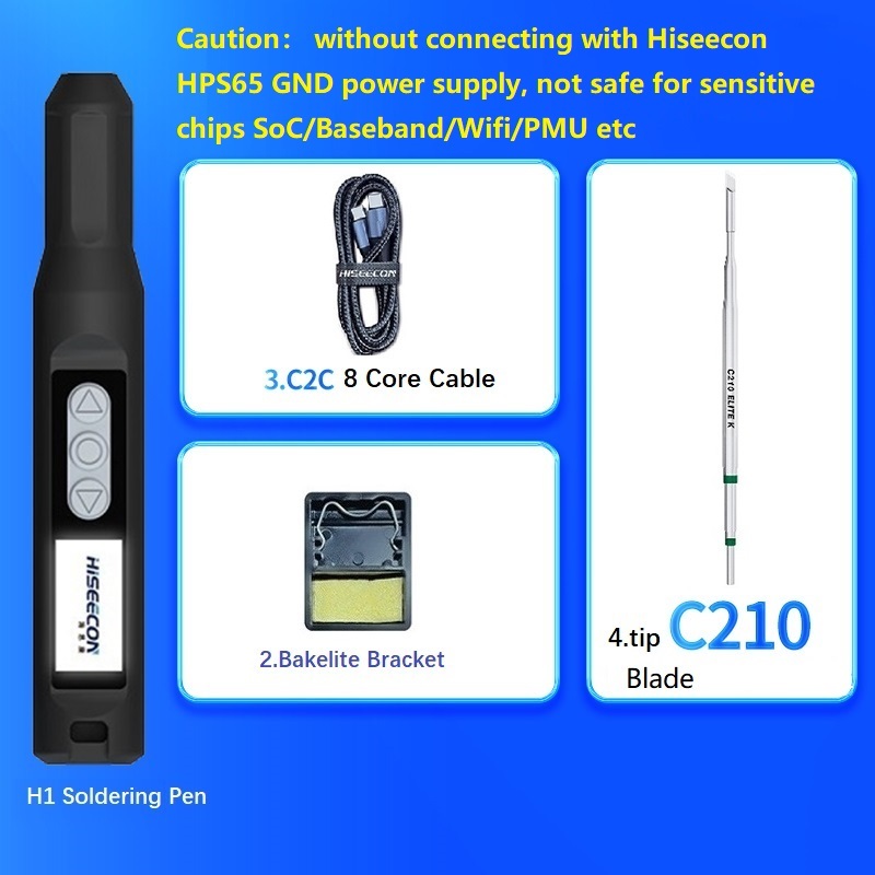  HISEECON H1 C210 Soldering Iron Station Adjustable Temperature PD 100W DC 24V 60-550℃ ESD Protection Logo Customized Repair Too 