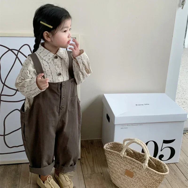 2025Korean Style Pants Bodysuit Toddler Girl Overalls Children Suspenders Jumpsuit for Boys 1 to 6 YearsKids Sleeveless Romper