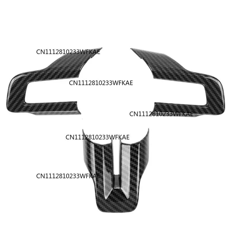 Carbon Fiber Black Steering Wheel Cover Trim Fit For Ford Mustang 2016-2023 Interior Decoration Style Parts Accessories