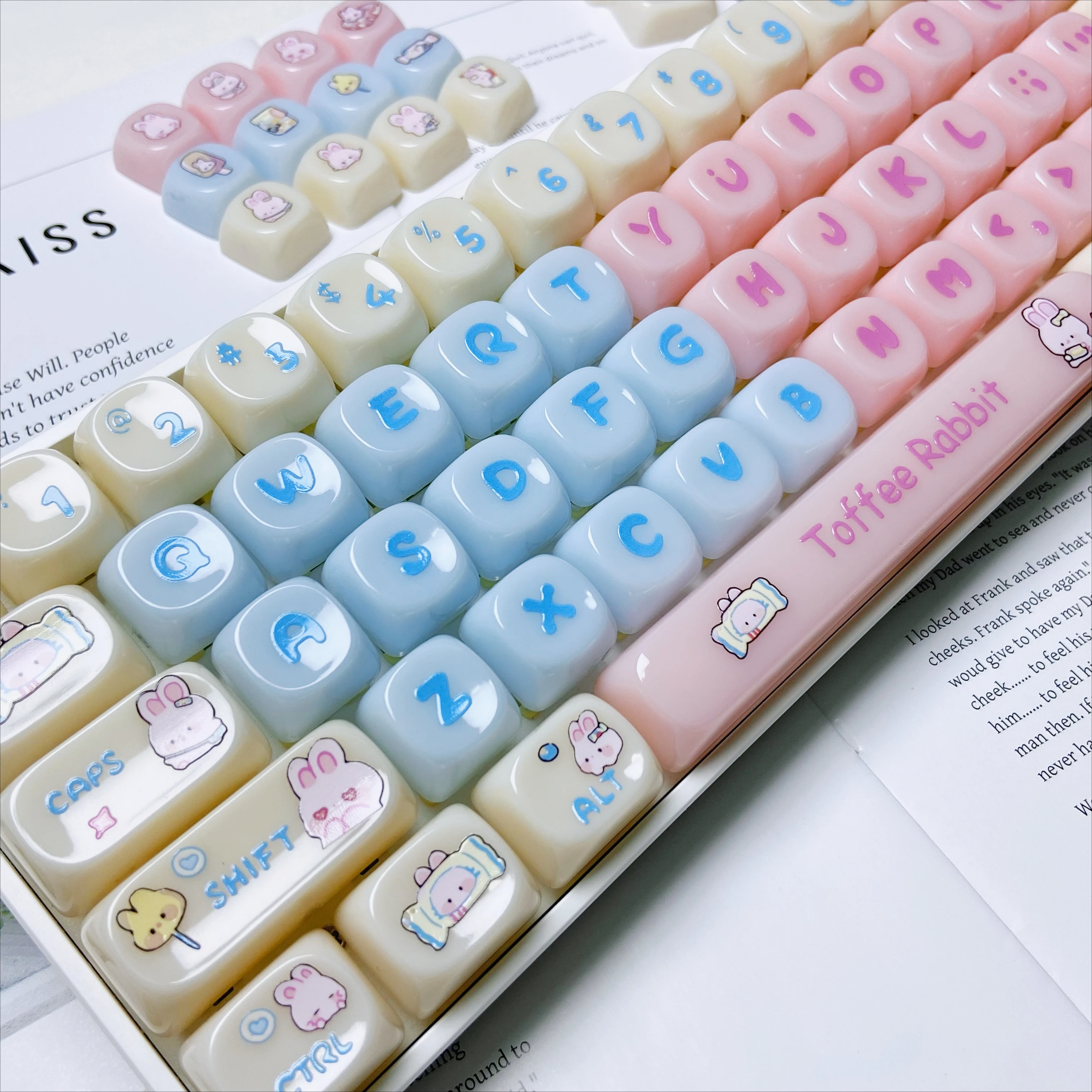 

Колпачки для клавиш с милым карамельным кроликом в форме нефрита для механических клавиатур, декор, колпачки для клавиш с профилем MOA, аксессуары для игровых клавиатур