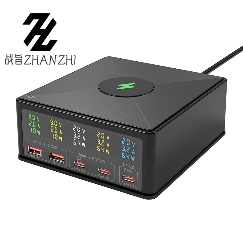 

160W Gallium Nitride Charger Head Multi-port USB Intelligent Single Port Up To 65WIC Chip Numerical Control Fast Charging