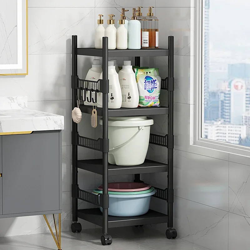 

ZK Bathroom Toilet Storage Rack Toilet Gap Storage Rack Punch-Free Movable Floor Storage Cabinet home accessories