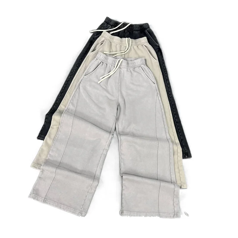 Maqvob EU US Size Top Quality Heavyweight Men's Jogger Fried Snowflake Stitching Edging Washed Wax Dye Men Sweatpants