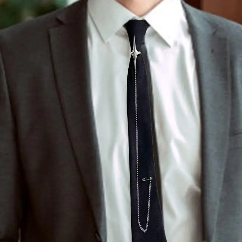 

Men's Crosses Pin Chain Campus Pre Tied Tie for School and Social Gatherings Y166