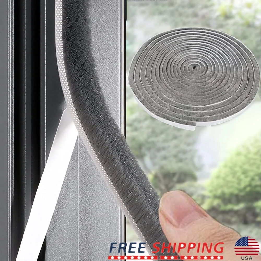 

33 Ft Gray Soundproof Weather Stripping Self-Adhesive Foam Insulation Doors Windows Noise Blocking Easy Install Durable 0.35in x