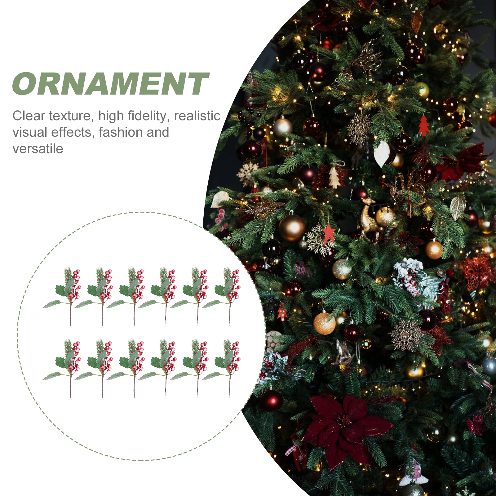 

12pcs Christmas Wreath Accessories Simulation Berry Ornament For Home Decor Xmas Tree Pendant Festival Party Supplies Window