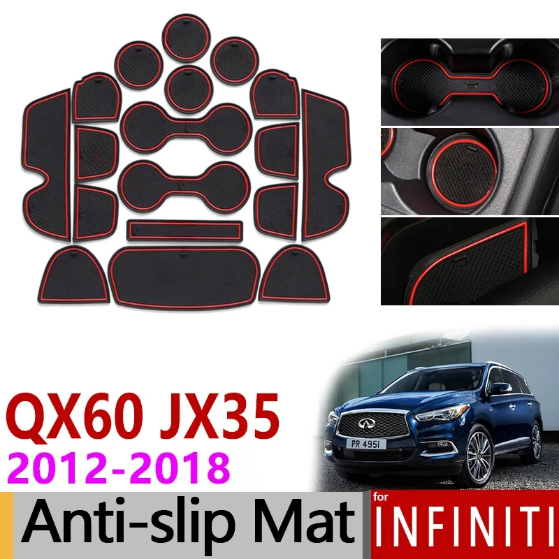 Anti-Slip Rubber Mats Gate Slot Mat for Infiniti QX60 JX35 2012 2013 2014 2015 2016 2017 2018 QX 60 JX 35 Accessories Stickers