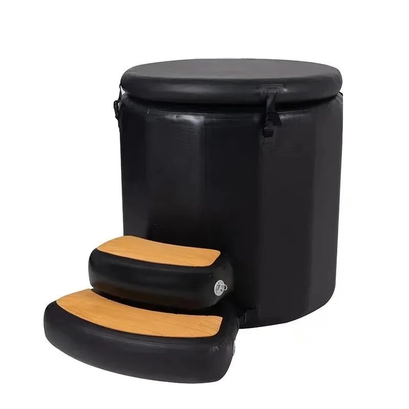 أفضل ملحقات حوض الاستحمام البارد المحمولة من ICEGALAX، درج قابل للنفخ قابل للطي مع خطوات إيفا قابلة للنفخ مضادة للانزلاق #2