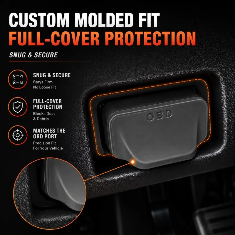 OBD Diagnostic Connector Cover Universal Silicone Dustproof Waterproof Port Cap Easy Install Guard for Car SUV EV Accessories