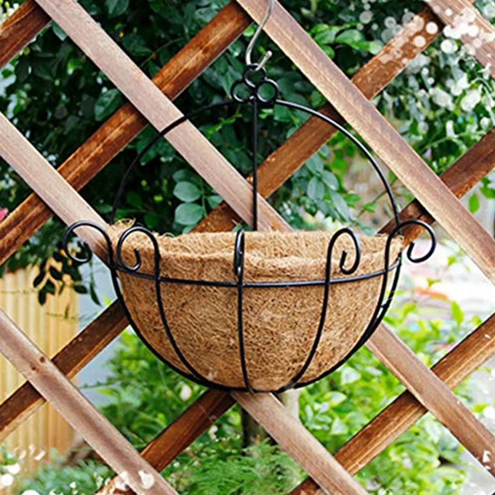 Coconut Fiber Half Round Basket Liners, Breathable Replacement Coco Inserts, Garden Supply for Flower Baskets Fence Plant