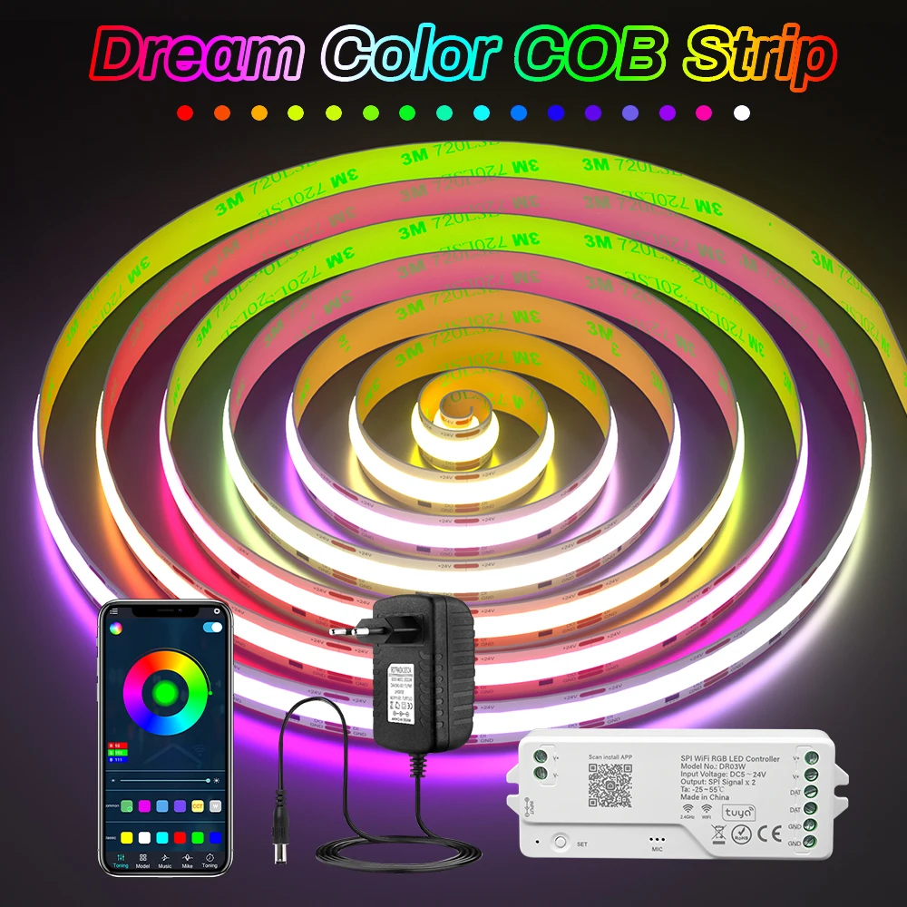 1m 5m 15m 25m RGBIC LED Strip Light Kit Dream Color Smart Life WS2811 Addressable Tuya Wifi LED Tape For Home Decor