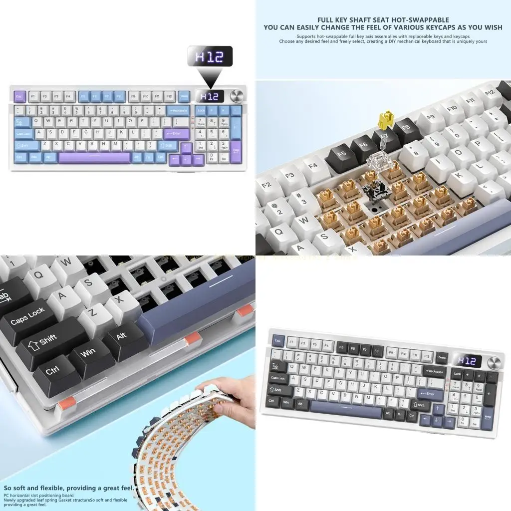 

Механическая клавиатура с 3 способами подключения, длинная постоянная батарея, 4000 мАч, с освещением, бесшумным набором текста