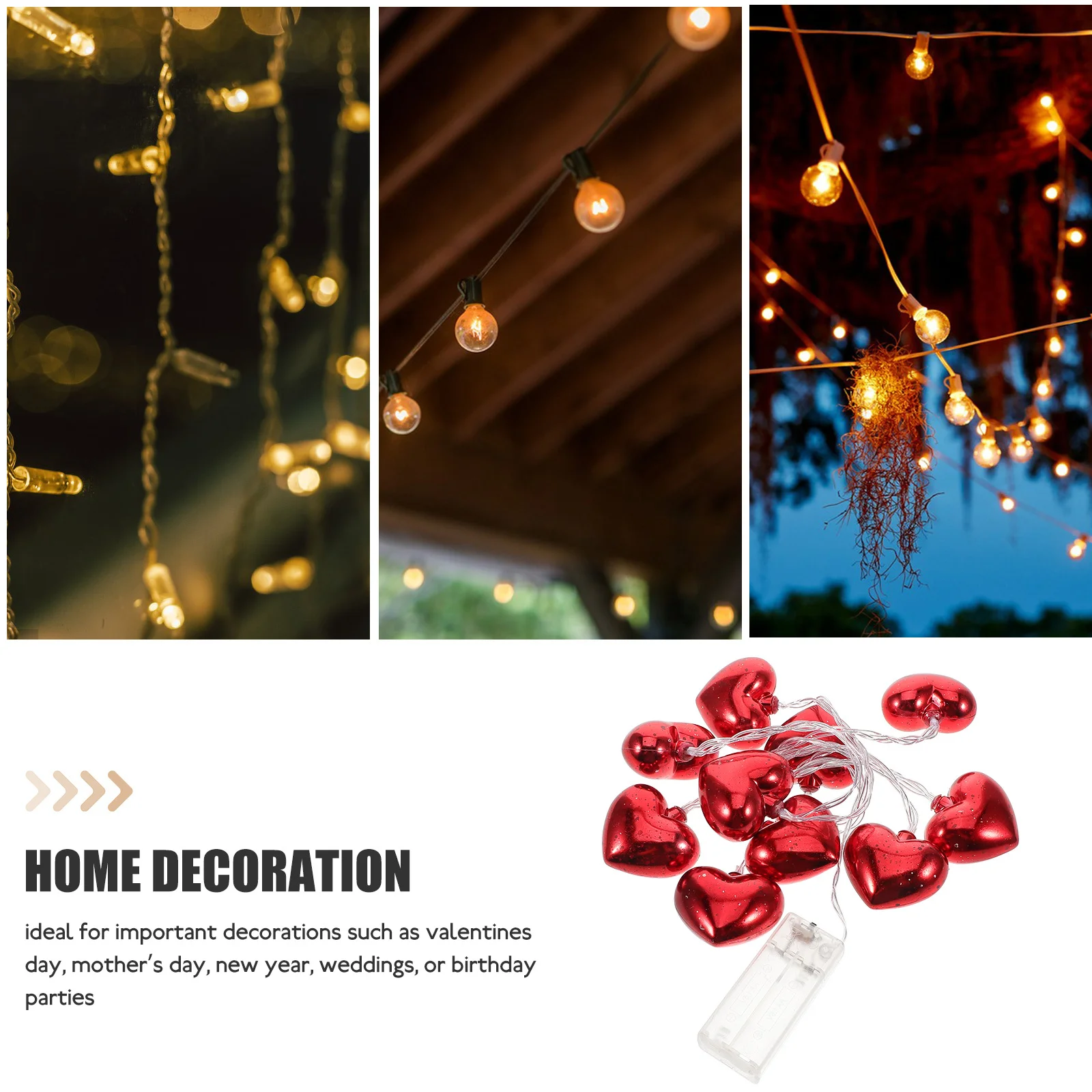 LED سلسلة أضواء القلب 10 المصابيح رومانسية عيد الحب ديكور نافذة داخلية 1.5 متر LED مصابيح حفلات لوازم حفلات عيد الحب #5