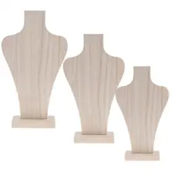 Natural Wooden Detachable Mannequin Necklace Display Rack Pendant Chain Display Bust Unpainted Ornaments Hanging Shelf