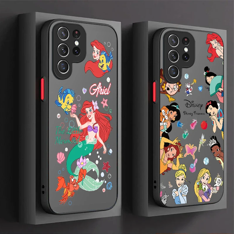 Lovely Disney Princess Case For Samsung Galaxy S24 S23 S22 Ultra S21 S20 FE S10 Plus A15 A25 A35 A55 5G Note 20 10 Matte Cover