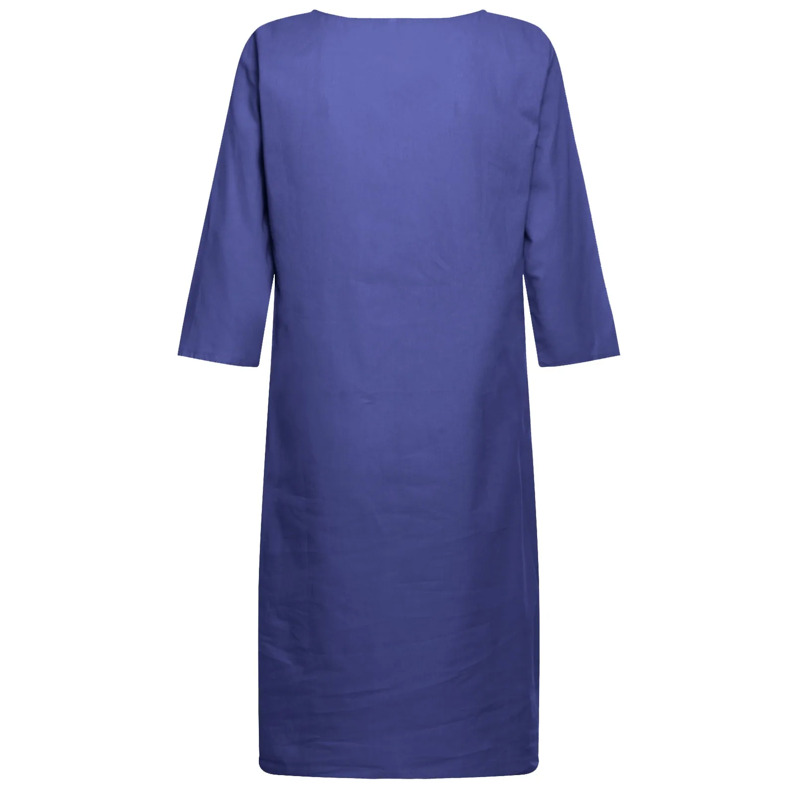 Solid Color Women Cotton Linen T Shirt Dress Casual Half Sleeve Straight Midi Dresses Simple Style Pullover Robe Sundress