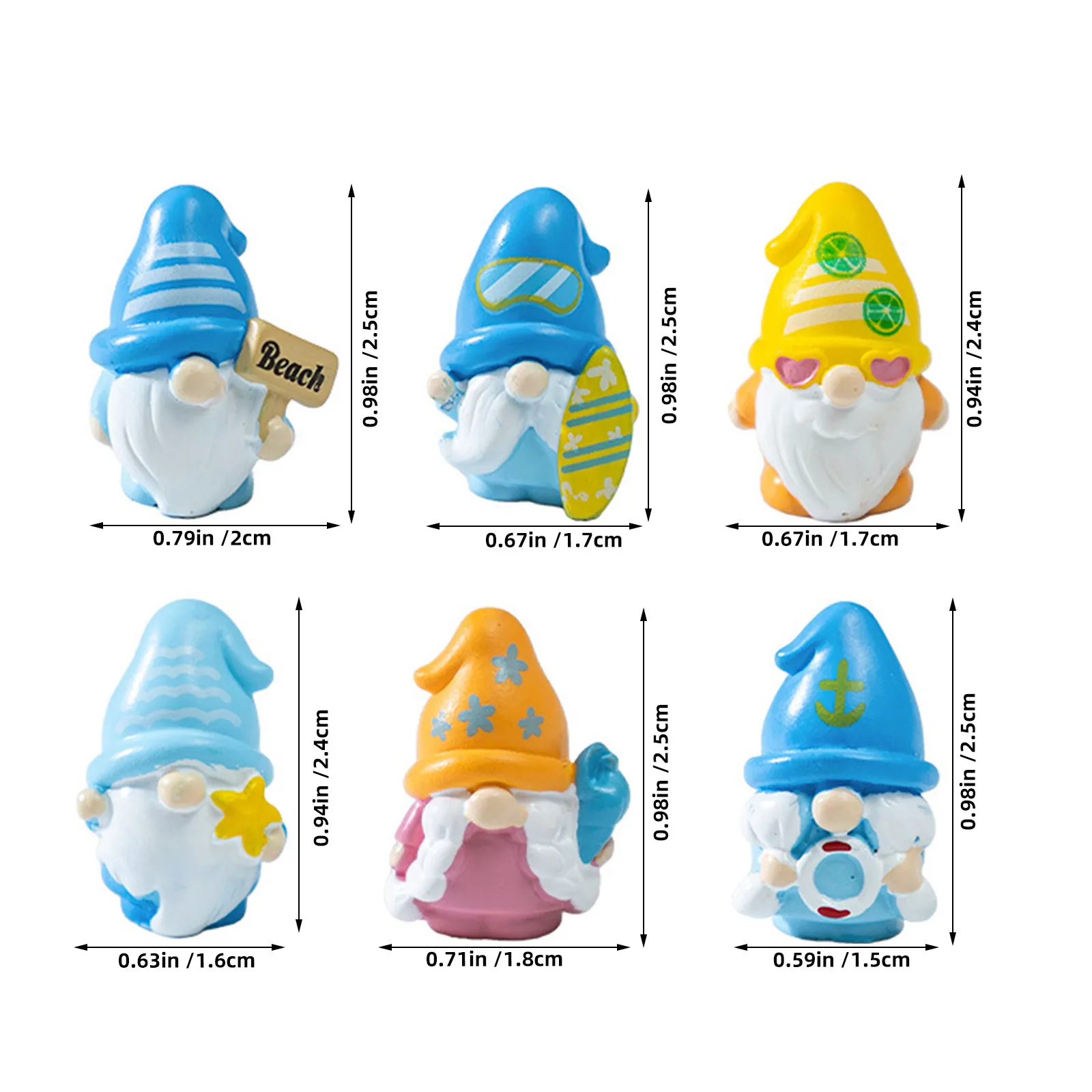 12Pcs Mini Gnomes Resin Dwarf Decor Set Beach Theme Garden Pool Party Tabletop Kitchen Landscape Statue Small view 3