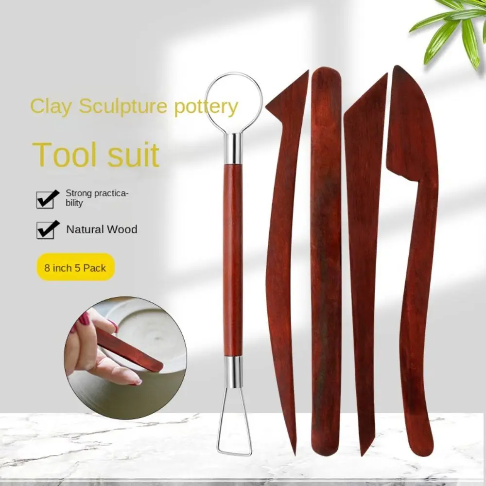 5Pcs New Wood Clay Sculpture Wood Tool Stainless steel Red Sculpture Shaping Tool Multifunctional Pottery Clay Sculpture Tools