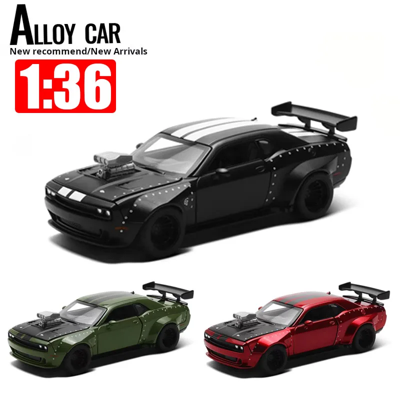 

1:36 Dodge Challenger for CCASRT Hellcat Assembled Modified Toy Car Model For Boys Kid Diecast Metal Car Wheels Collection Gift
