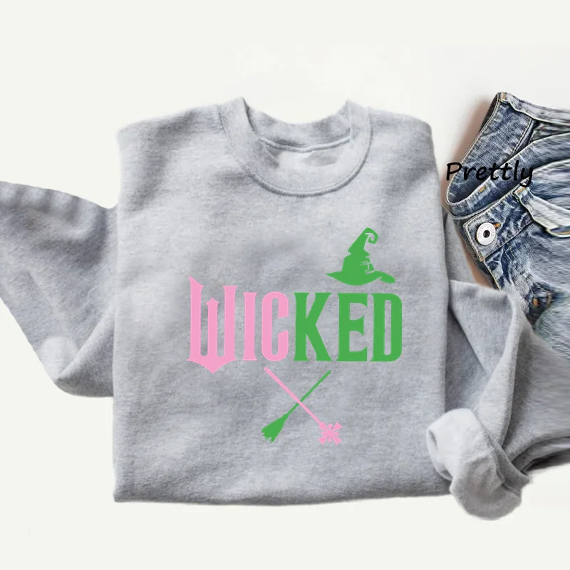 Wicked Change for Good Graphic Sweatshirts Witch Pink and Green Wicked Musical Movie Clothes Fashion Knit Pullover Streetwear