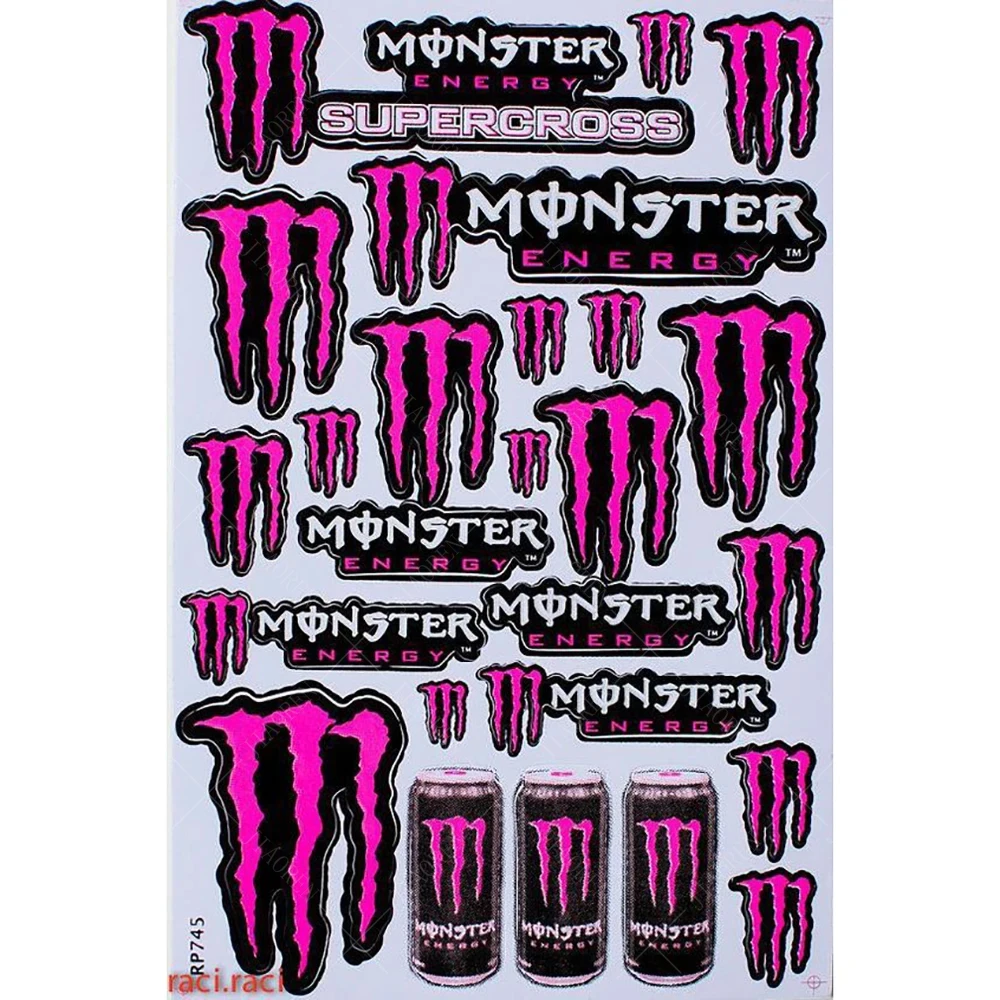 Vinyl Monster Energy Logo Motorcycle Stickers Racing Car Helmet Decals Set