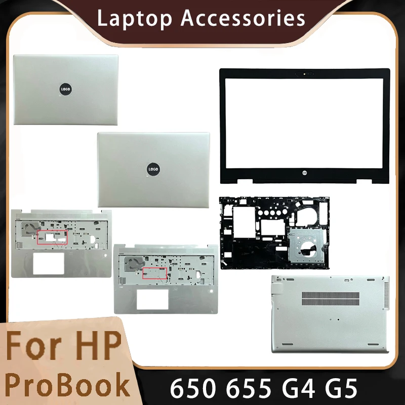 Novo para HP ProBook 650 655 G4 G5; Acessórios para laptop substitutos capa traseira lcd/moldura frontal/apoio para as mãos/inferior com logotipo L58711-001