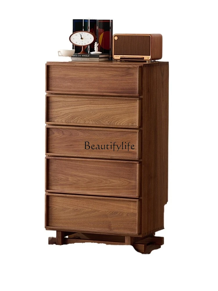 

North American Black Walnut Solid Wood Multifunctional Chest of Drawers Vintage Simple Drawer Storage Cabinet