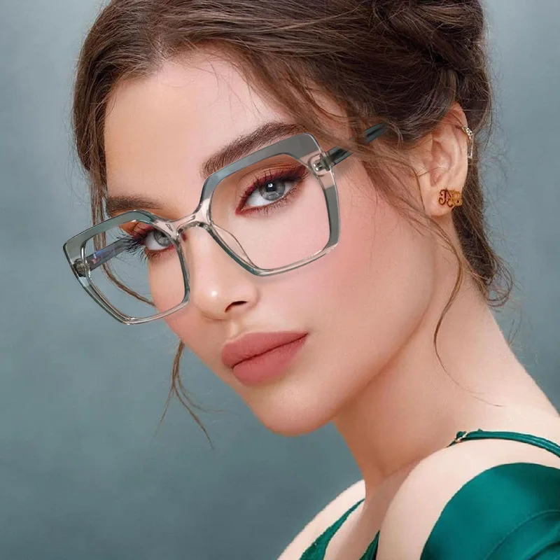 

Reading Glasses New TR90 anti-blue light two-color glasses frame slingshot foot flat lens optical frame women CP core glasses