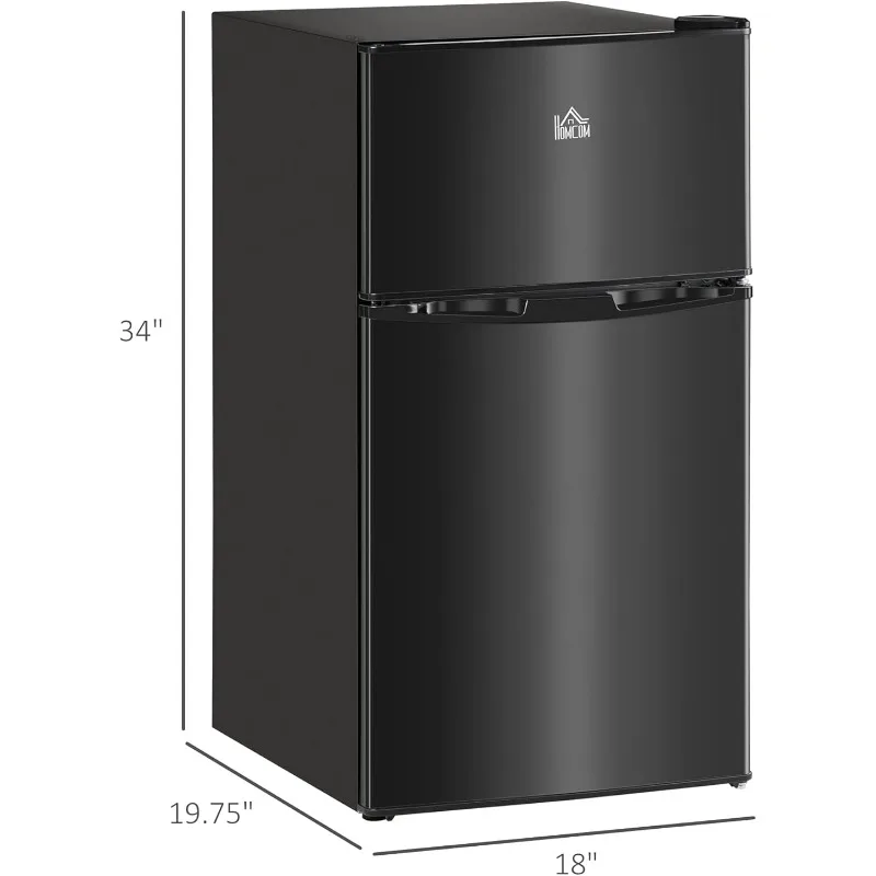 3.2 Cu.Ft Mini Fridge with Freezer,Double Door Compact Refrigerator with Adjustable Thermostat,for Bedroom,Home Office