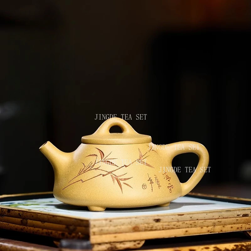 

230 мл чайник Исин, золотая секция, грязевой бамбуковый теневой камень, ковш, горшок, бытовой сетчатый зеленый чай, черный чай, чайник из пуэра