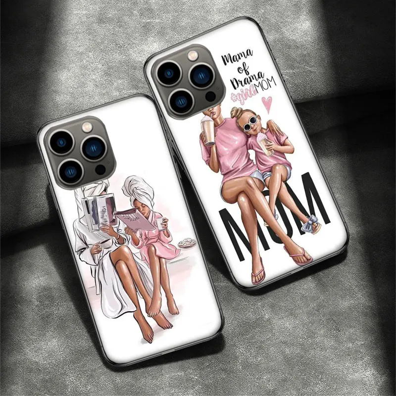 Family Mom Baby Dad Phone Case For Apple Iphone 16 15 Plus Soft 13 12 Mini Cover 11 14 Pro Max Capa X XS XR 8 7 Shell Coque Sili