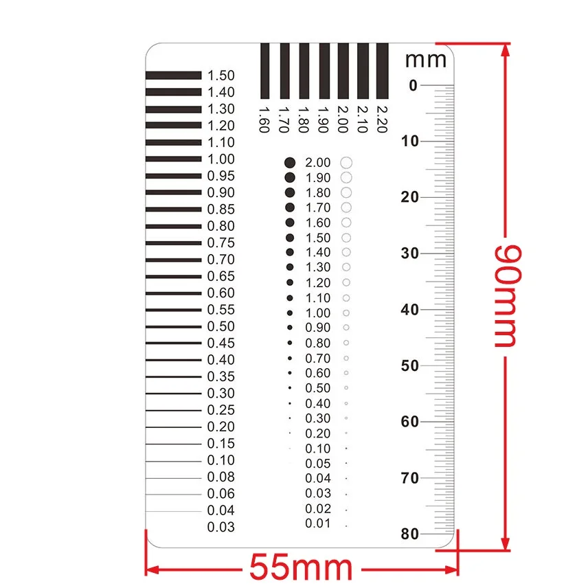 Measuring Pass Badge Gauge Stain Card Point Gauge Wire Gauge Transparent Film Ruler Stain Crack Contrast Ruler