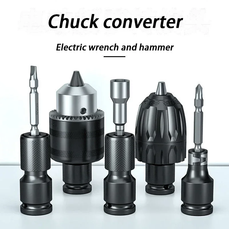 

Power Tool Chuck Converter Electric Hammer Wrench Converted To Drill 1.5-13mm SDS-Plus Shank 1/4" Hex with Metal Connecting Rod