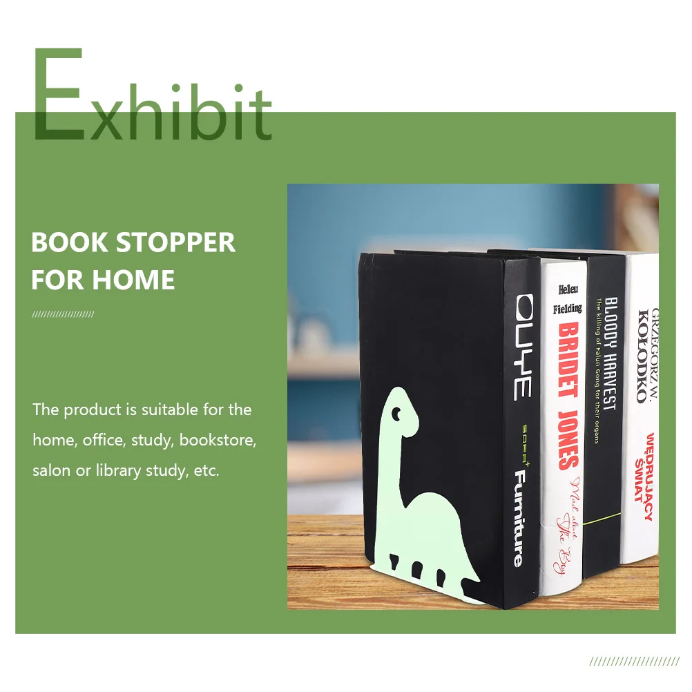 Metal Ends Dinosaur Designed Desktop Book Organizer Strong Book Holder Stand For Home Office Study Room Decoration Files