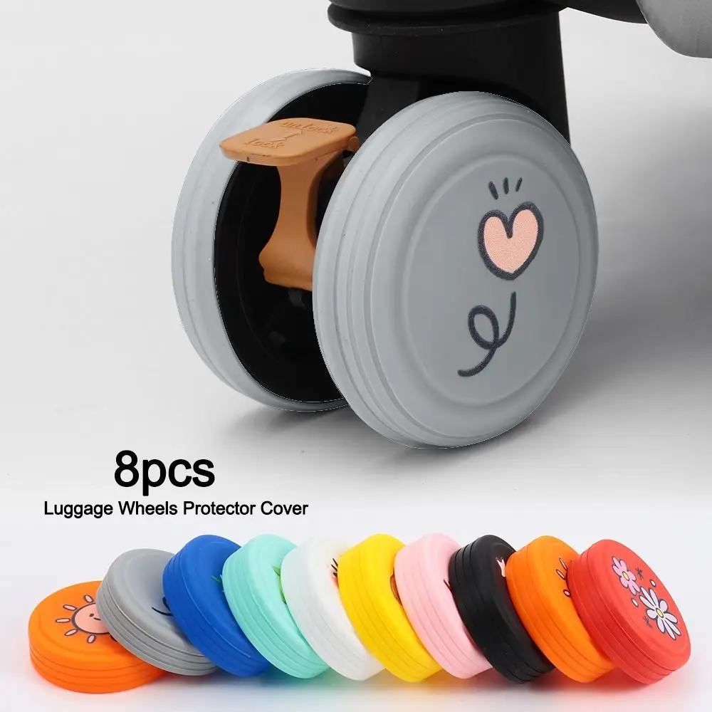 8Pcs Luggage Wheels Protector Rings Silicone Luggage Accessories Wheels Cover For Most Luggage Reduce Noise For Travel Luggage