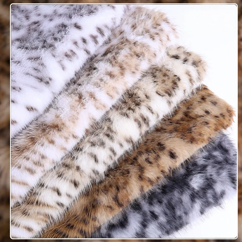 1x1.8meter Leopard Print Faux Fur Long Hair Fabric Imitation Fox Toka Plush Fur Fabric for Garment Toy Pet Nest DIY Materials