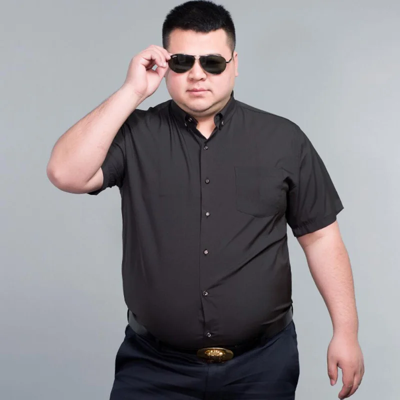 Summer plus size 12XL 10XL 11XL 160kg Men Shirt short Sleeve White Black navy blue Business formal office wedding dress Shirt