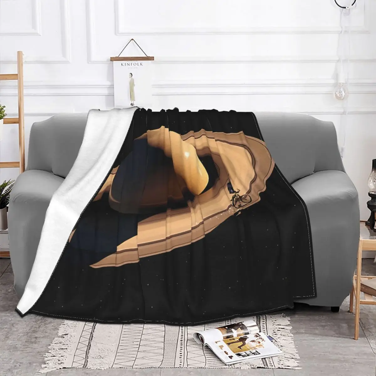 Blanket Flannel Decoration WandeRing Saturn Portable Home Bedspread