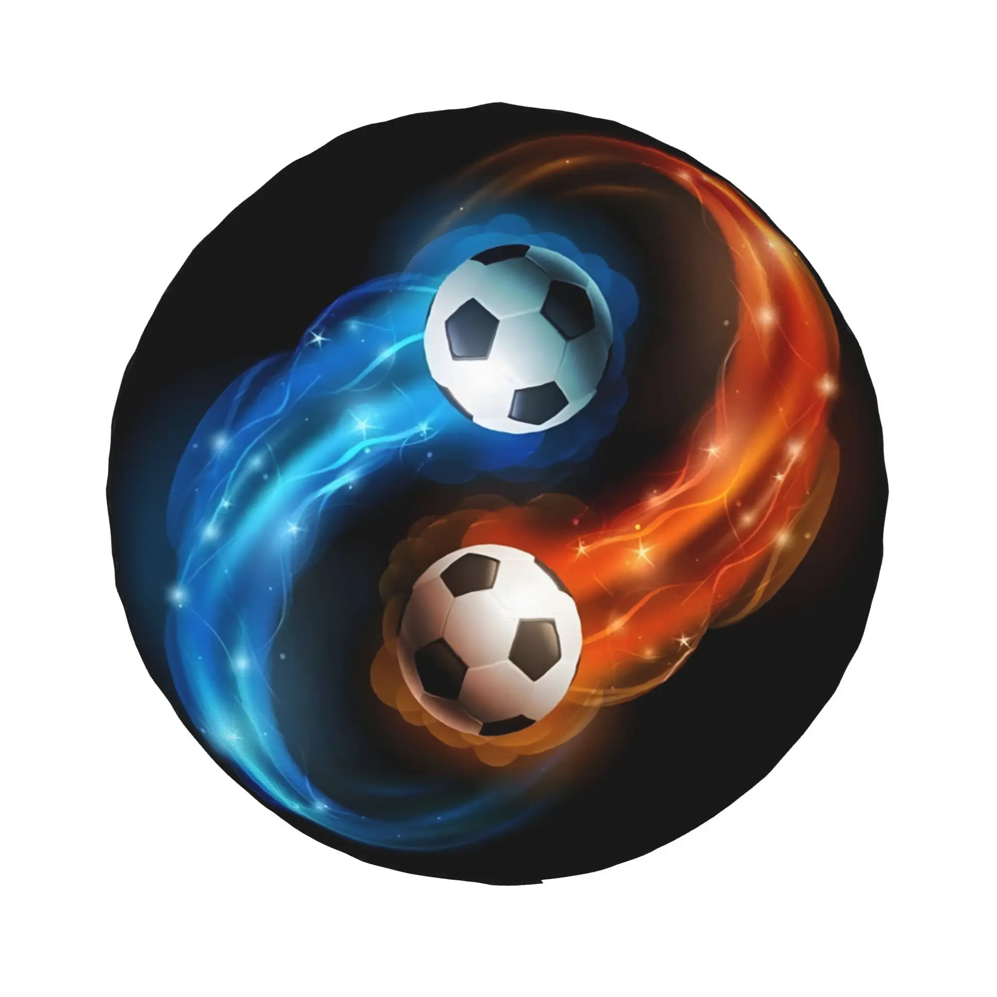 1pc Two-tone Flowing Soccer Ball 2D Printed Pattern Car Spare Tire Cover, Creative Style, Easy To Install And Clean, Suitable F