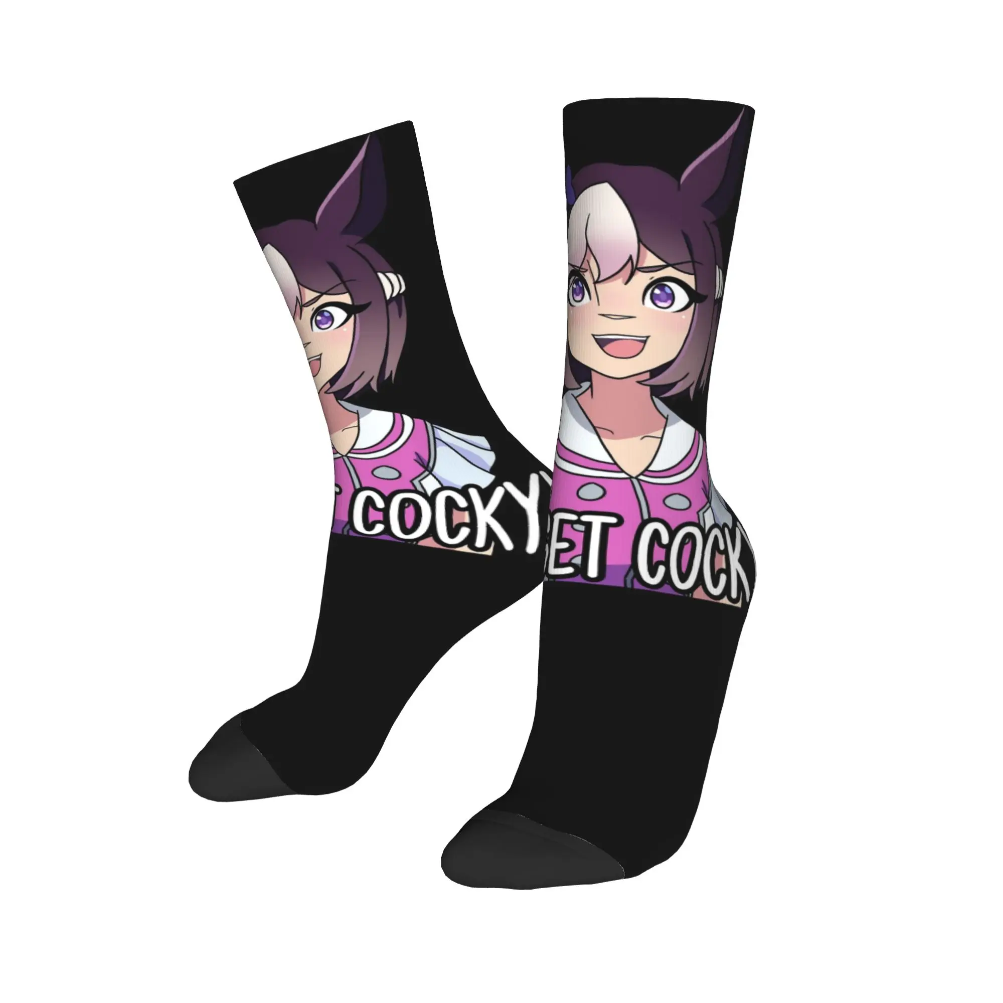 

Harajuku Uma Musume Special Week English ver Basketball Socks Polyester Crew Socks for Women Men Breathable