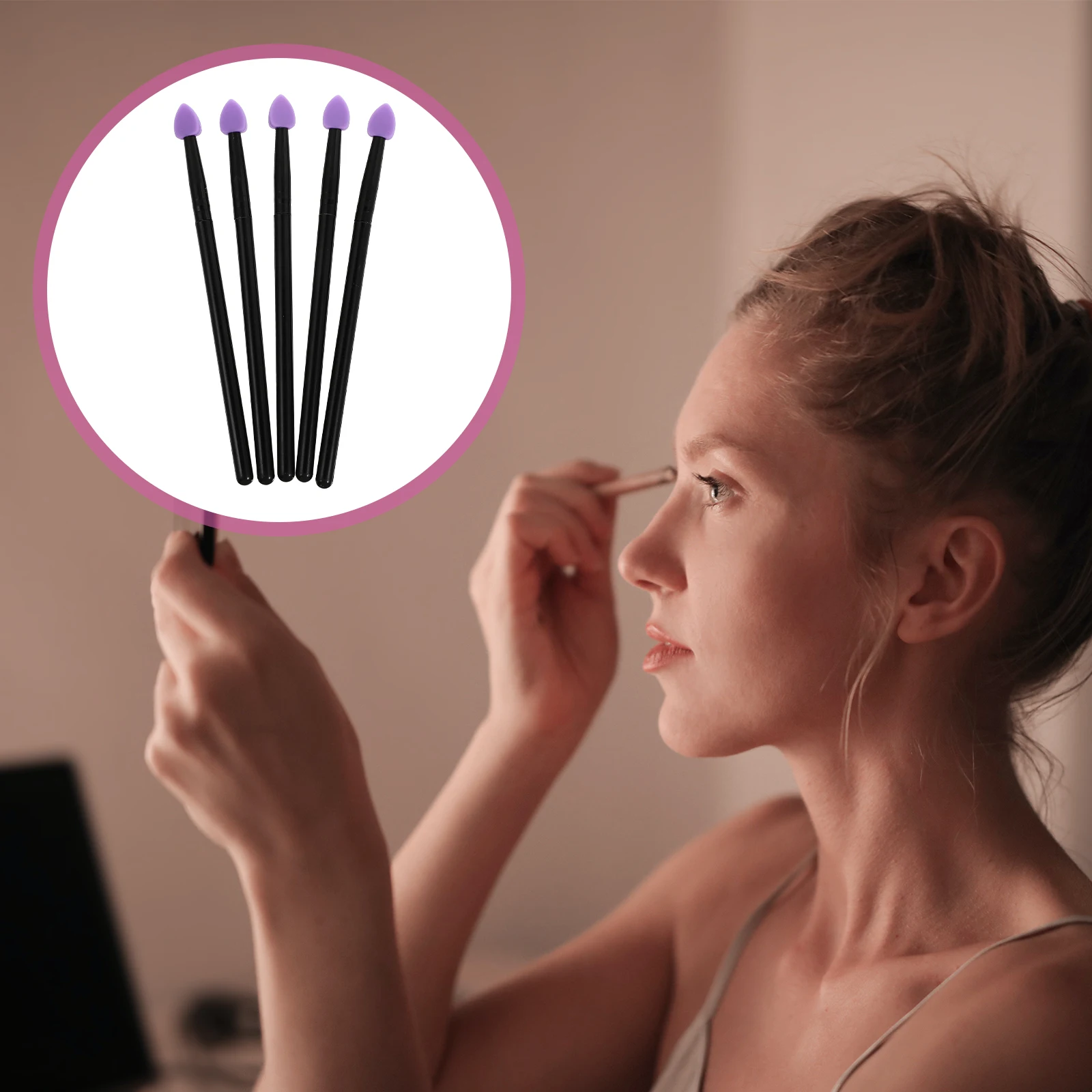 Juego de maquillaje de 5 uds., brocha de silicona para sombra de ojos, herramienta duradera para sombra de ojos, aplicación de máscara Facial, ojos profesionales