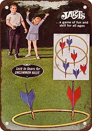 Jarts Lawn Darts Game Vintage Decor Metal Tin Sign 8X12 Inches